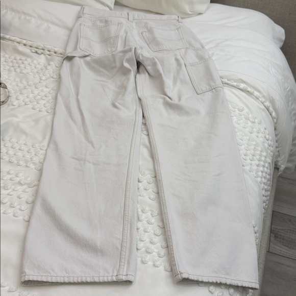Abercrombie & Fitch Ecru Carpenter Jeans The Slouchy Jean MidRise Curve Love 25R - Picture 10 of 11